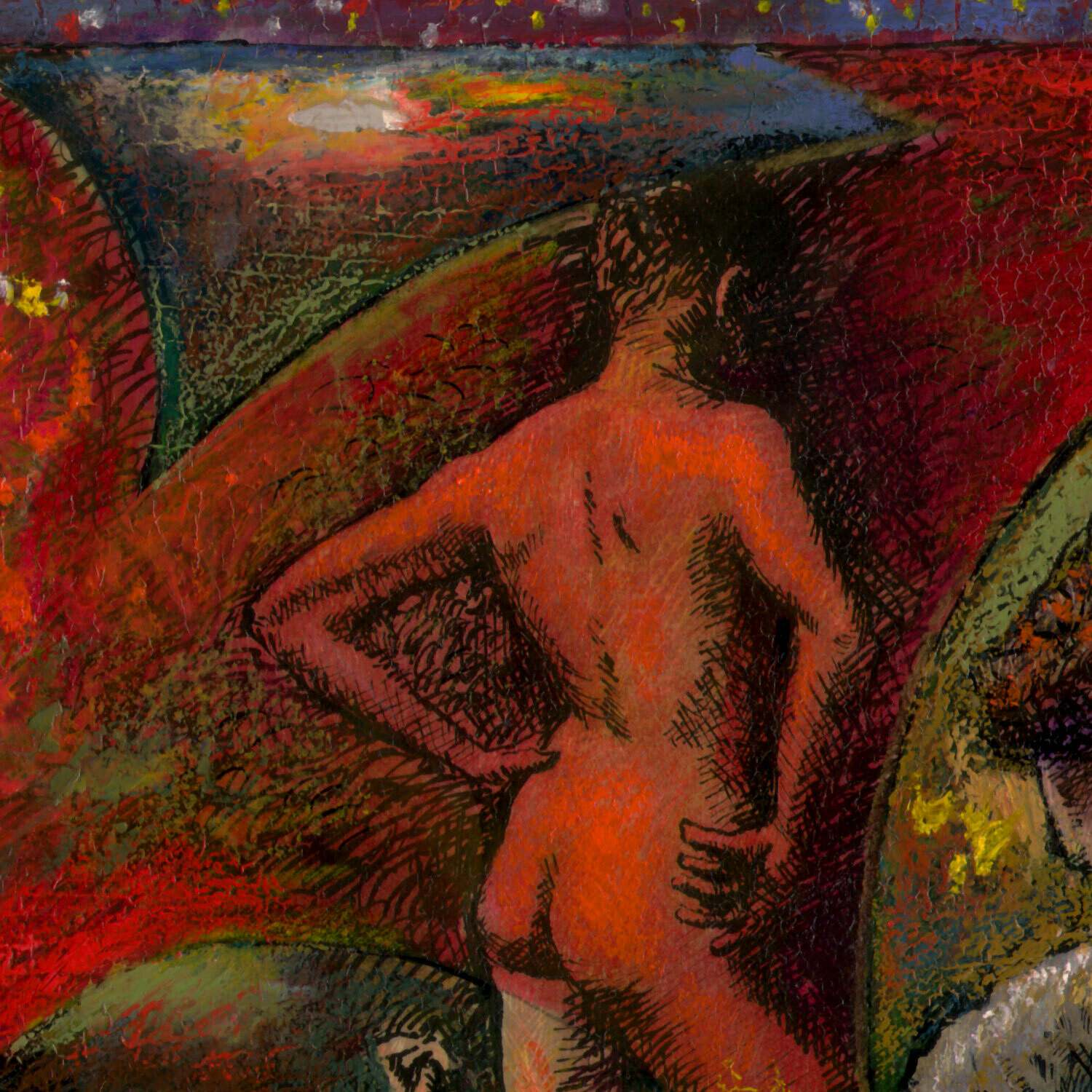 "Fleeting" Original Work on Paper with Oil Pastel