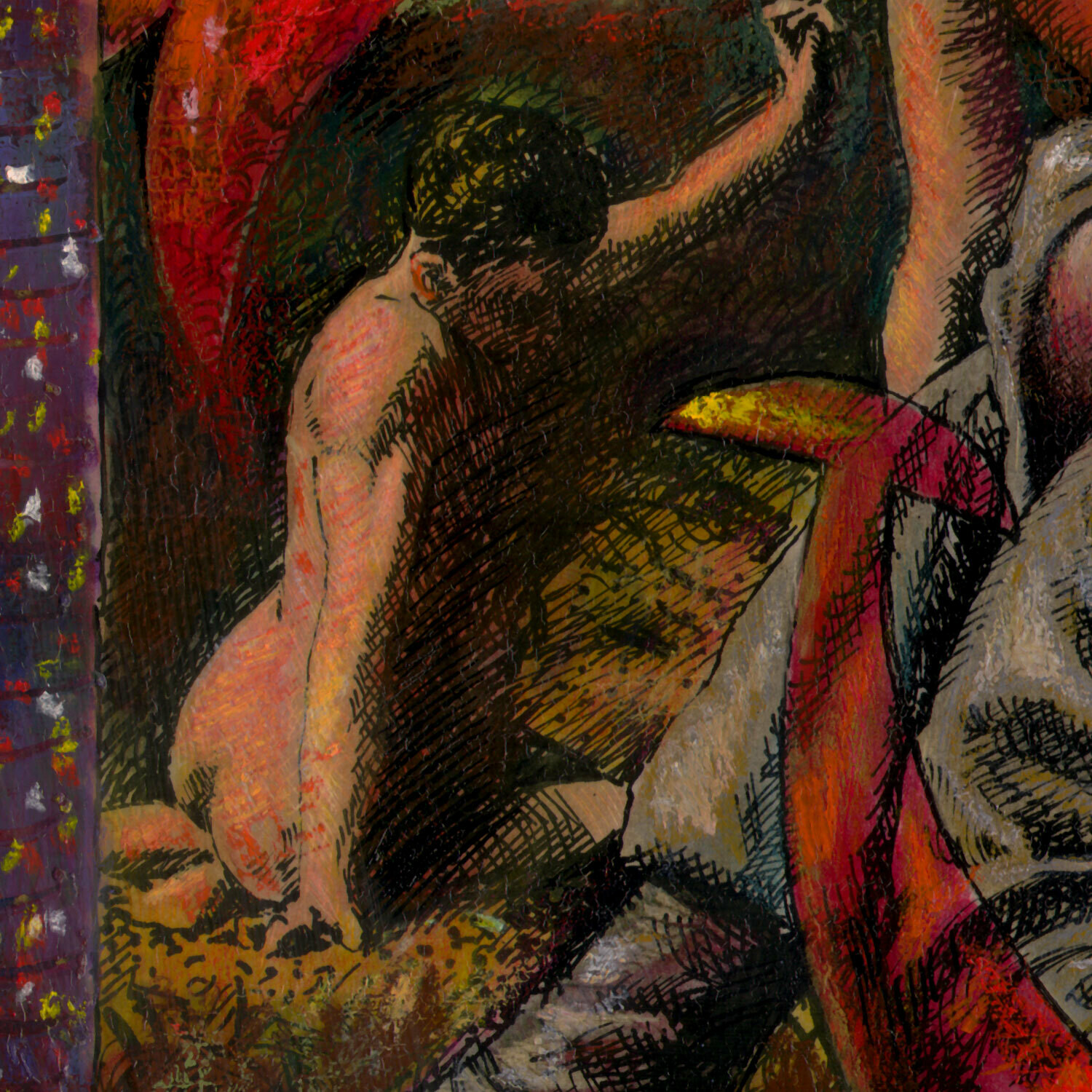 "Fleeting" Original Work on Paper with Oil Pastel