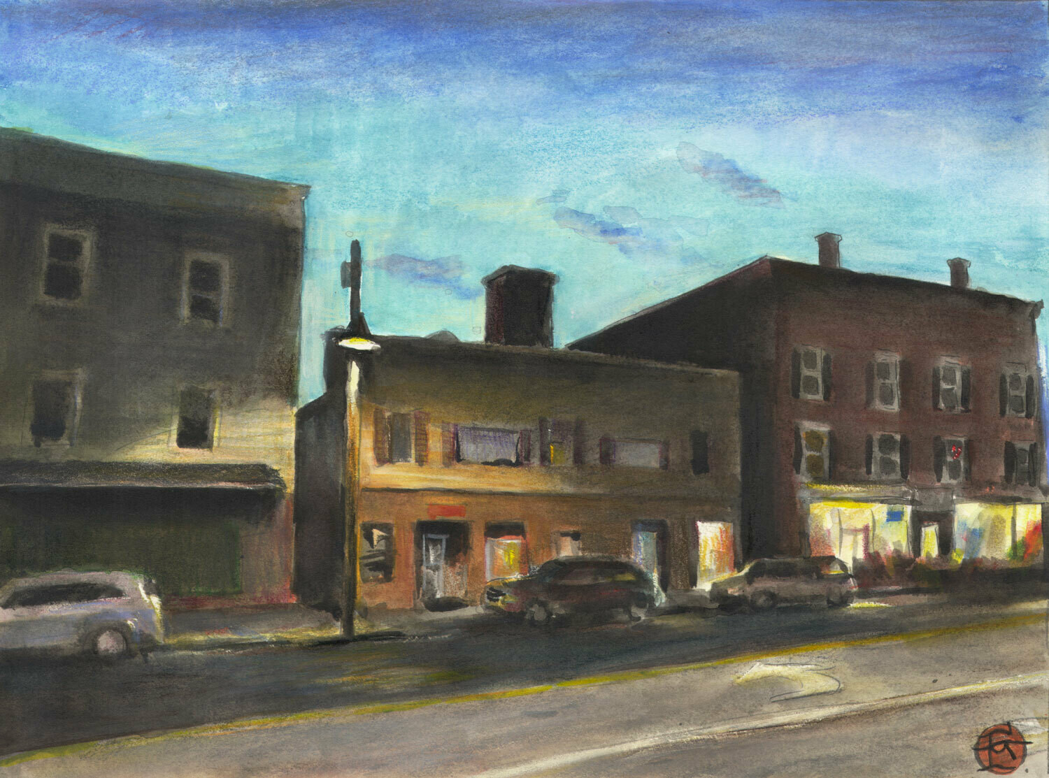 "True Value at Dusk" Original Mixed-Media Work