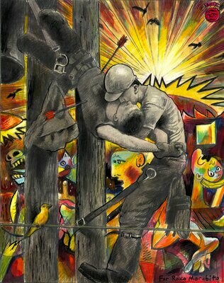 "Bird on the Wire" Original Work on Paper