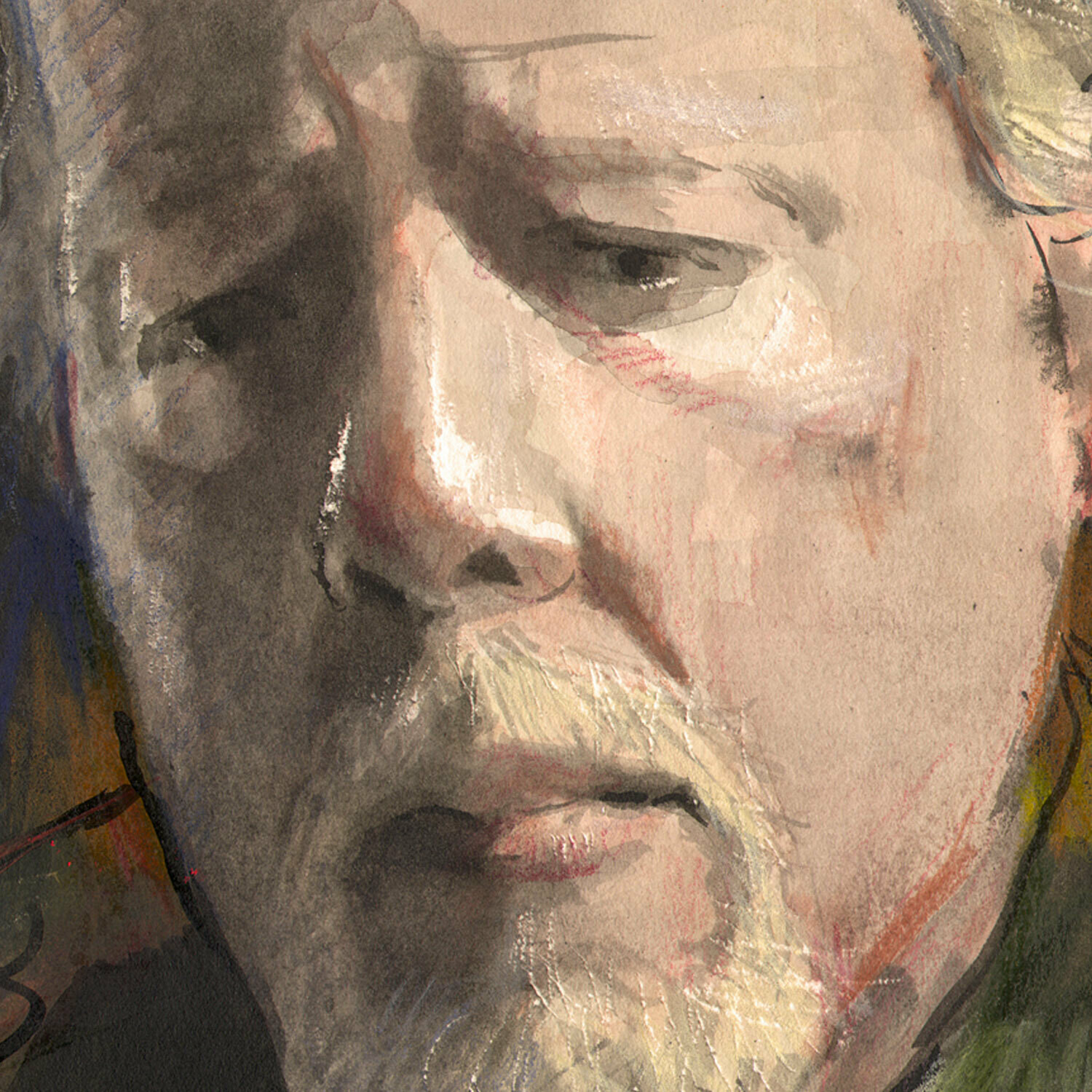 "Self-Portrait, Exhausted" Original Work on Paper