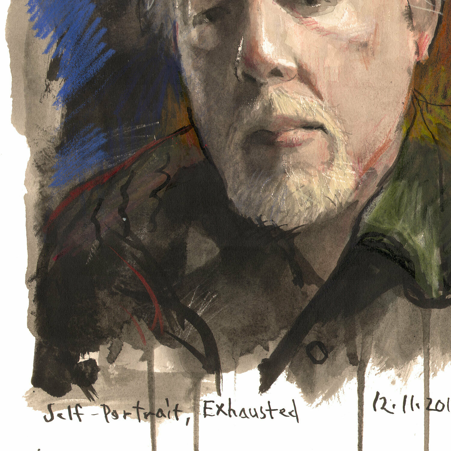 "Self-Portrait, Exhausted" Original Work on Paper