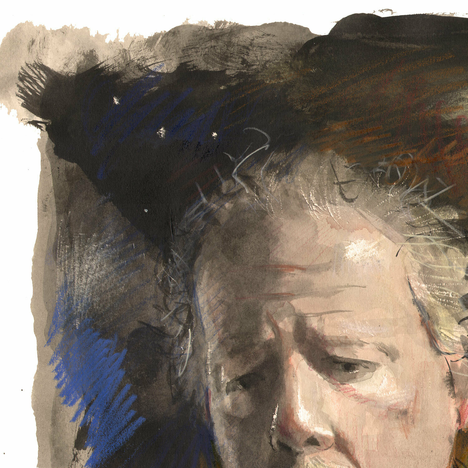 "Self-Portrait, Exhausted" Original Work on Paper