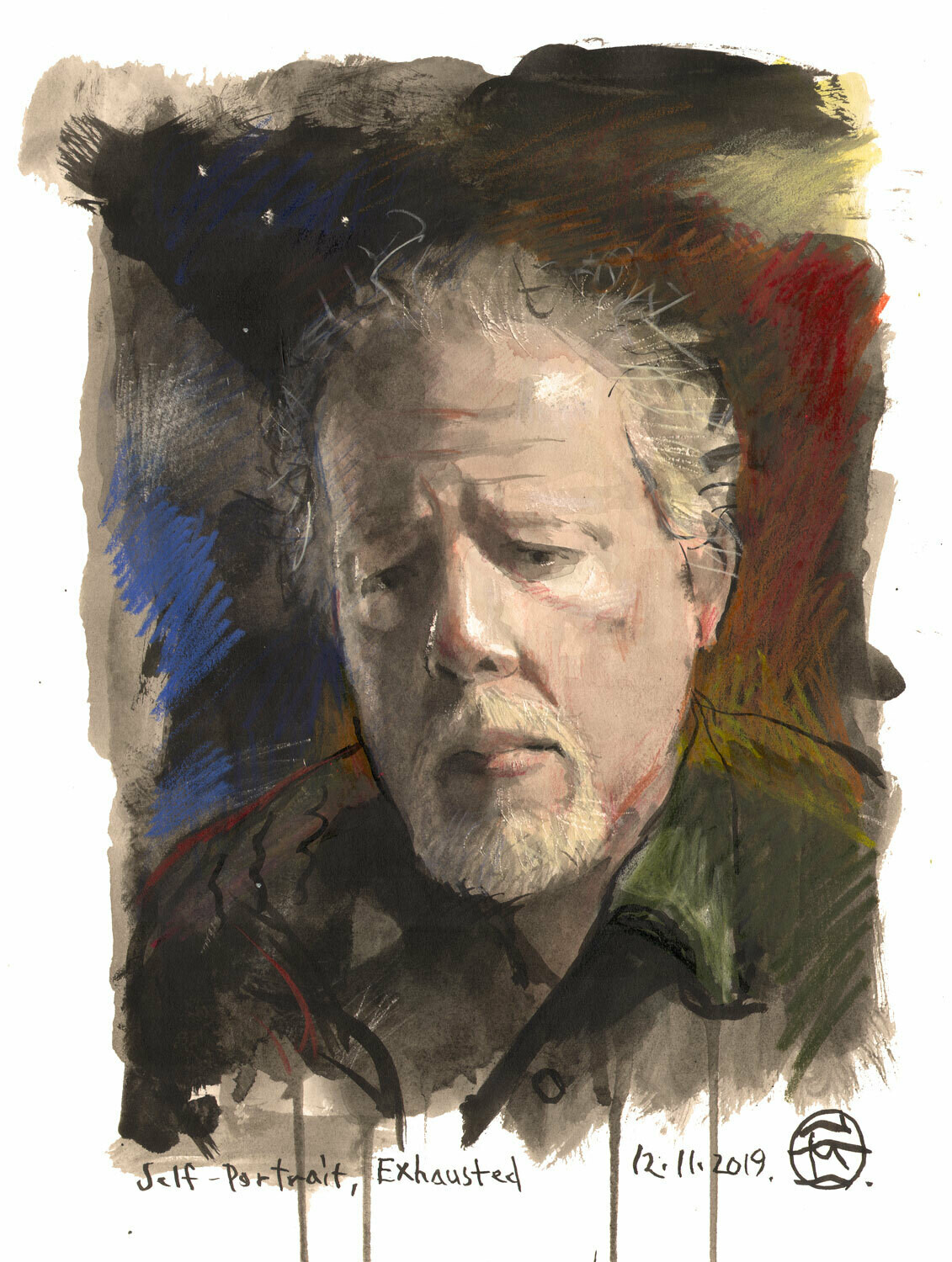 "Self-Portrait, Exhausted" Original Work on Paper