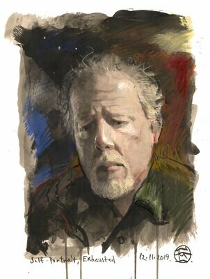 "Self-Portrait, Exhausted" Original Work on Paper