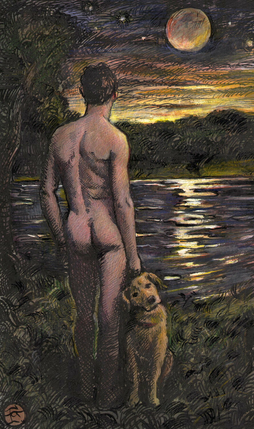 "Harvest Moon" Original Work on Paper