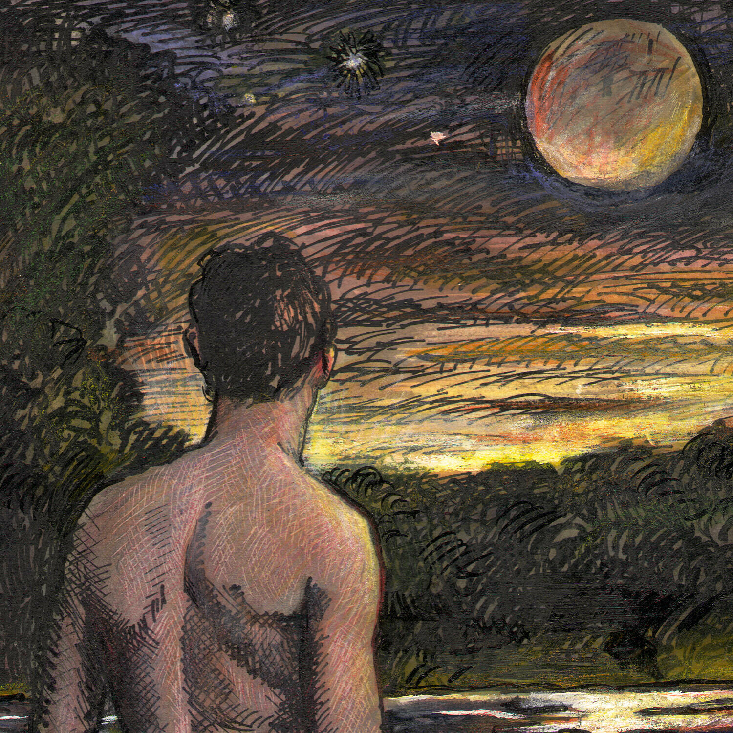 "Harvest Moon" Original Work on Paper