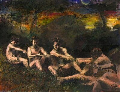 Tug-of-War (Study after Eakins) Original Work on Paper