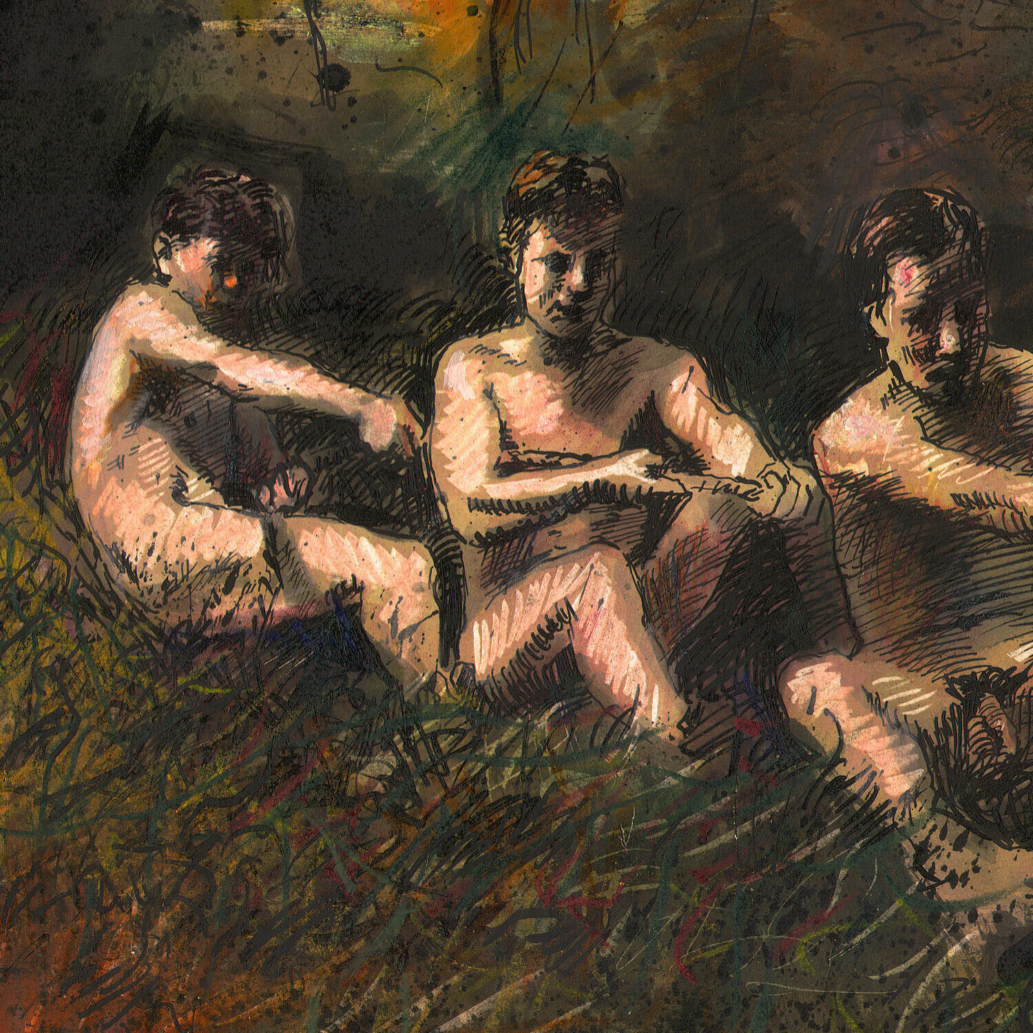 Tug-of-War (Study after Eakins) Original Work on Paper