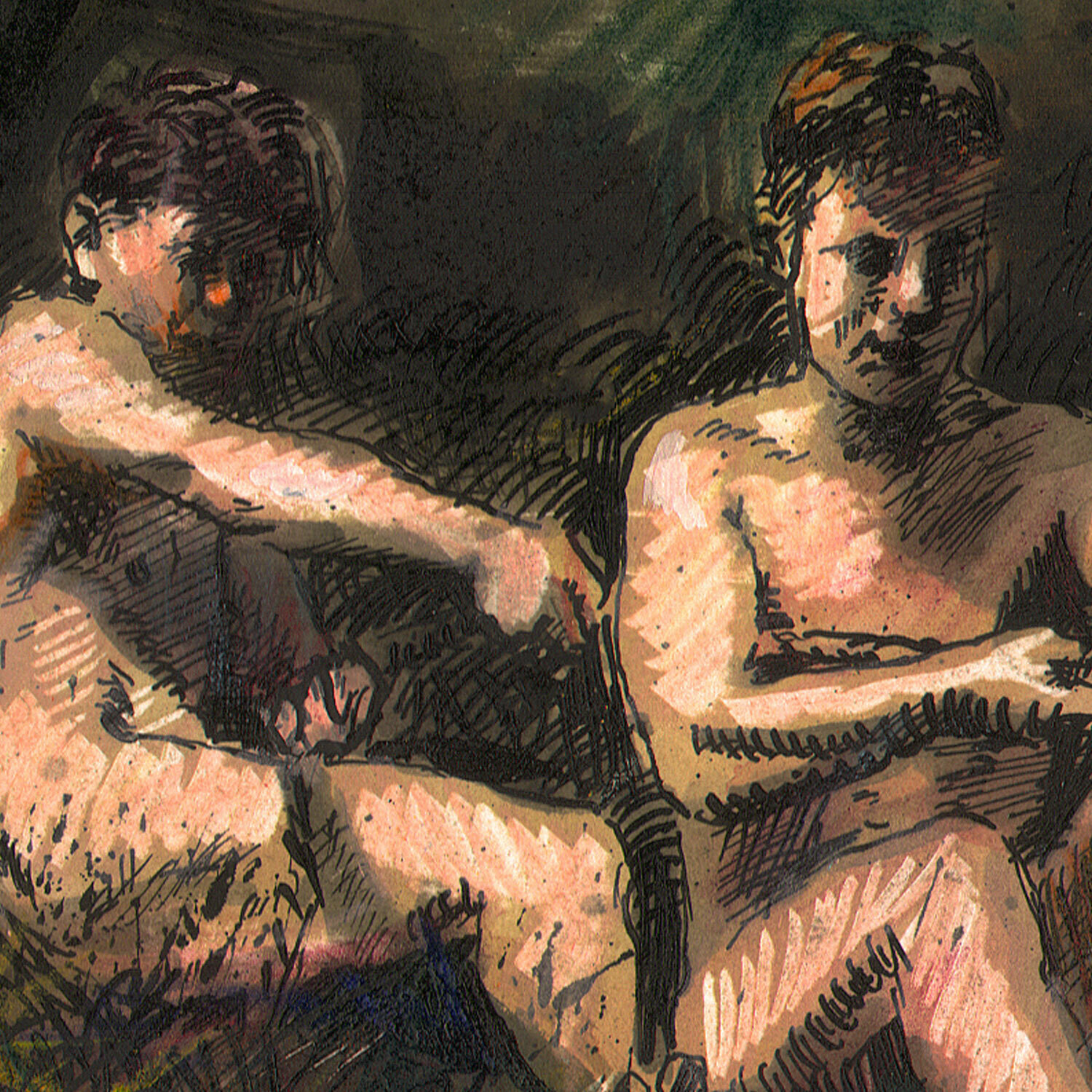 Tug-of-War (Study after Eakins) Original Work on Paper