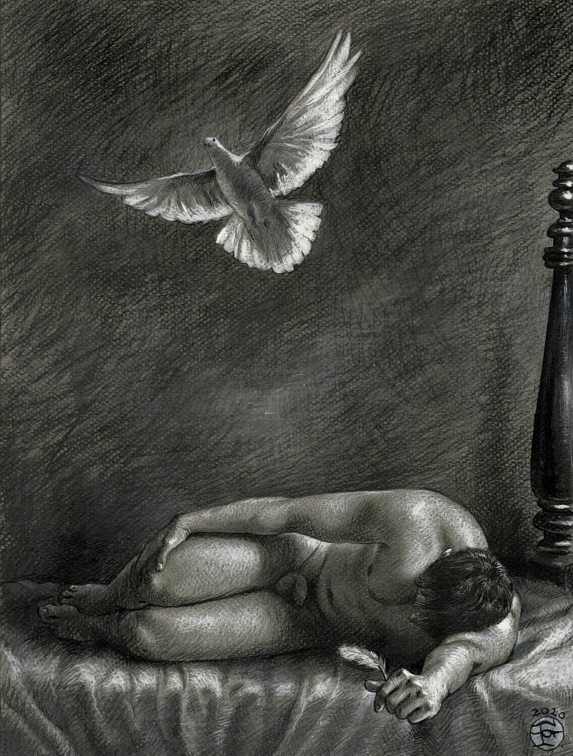 "Dove in Flight" Original Drawing