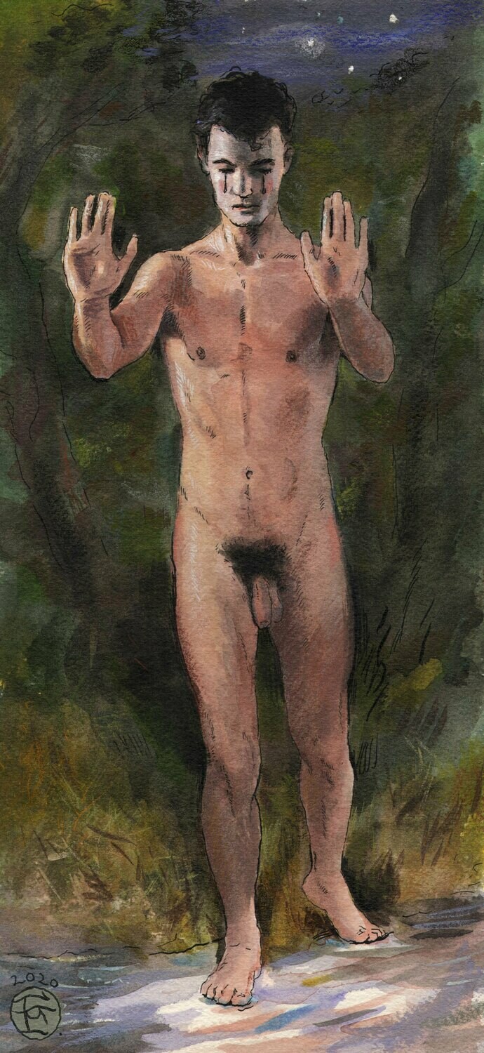 "The Blind Mime in the Wilderness" Original Watercolor