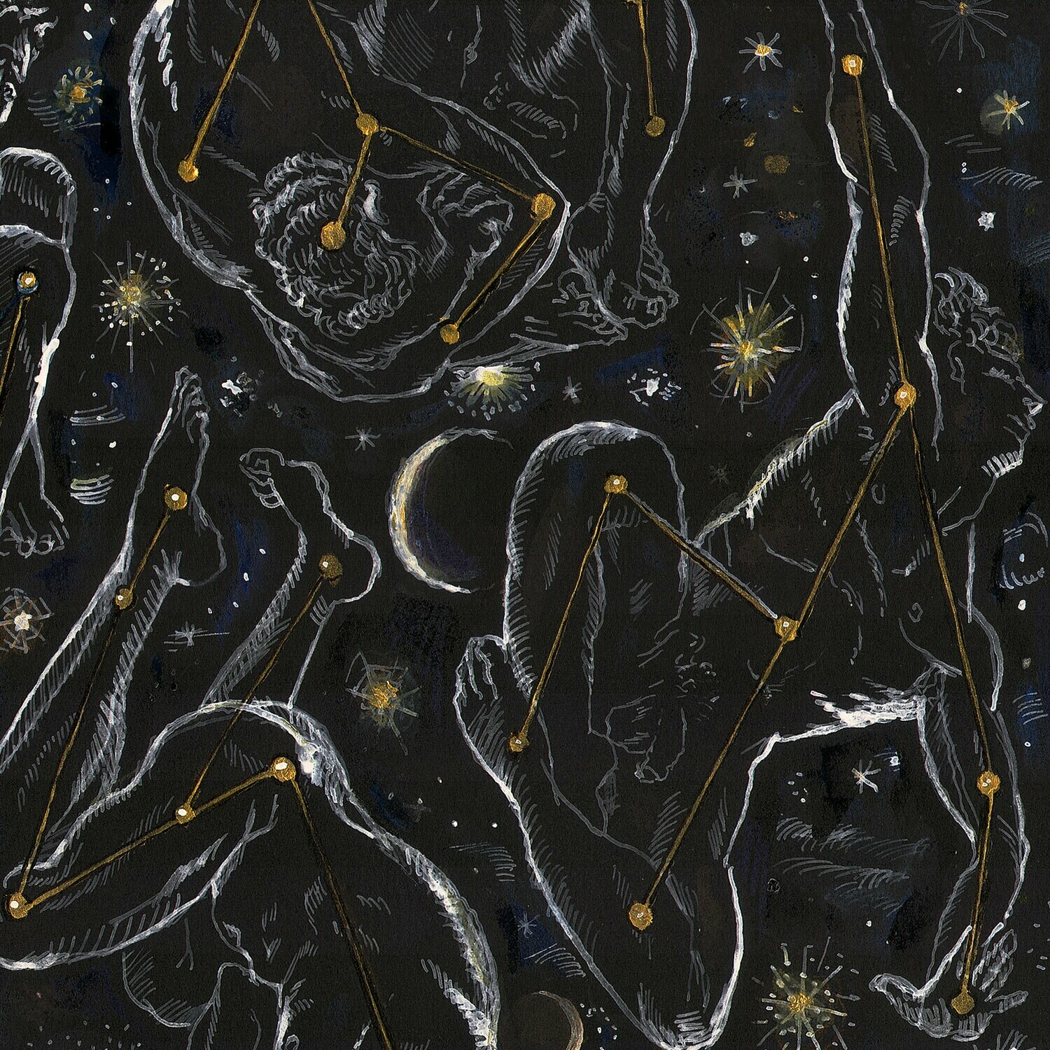 "March 21, 2020: An Anxious Doodle (Self-Portraits as a Constellation)" Original Work on Paper