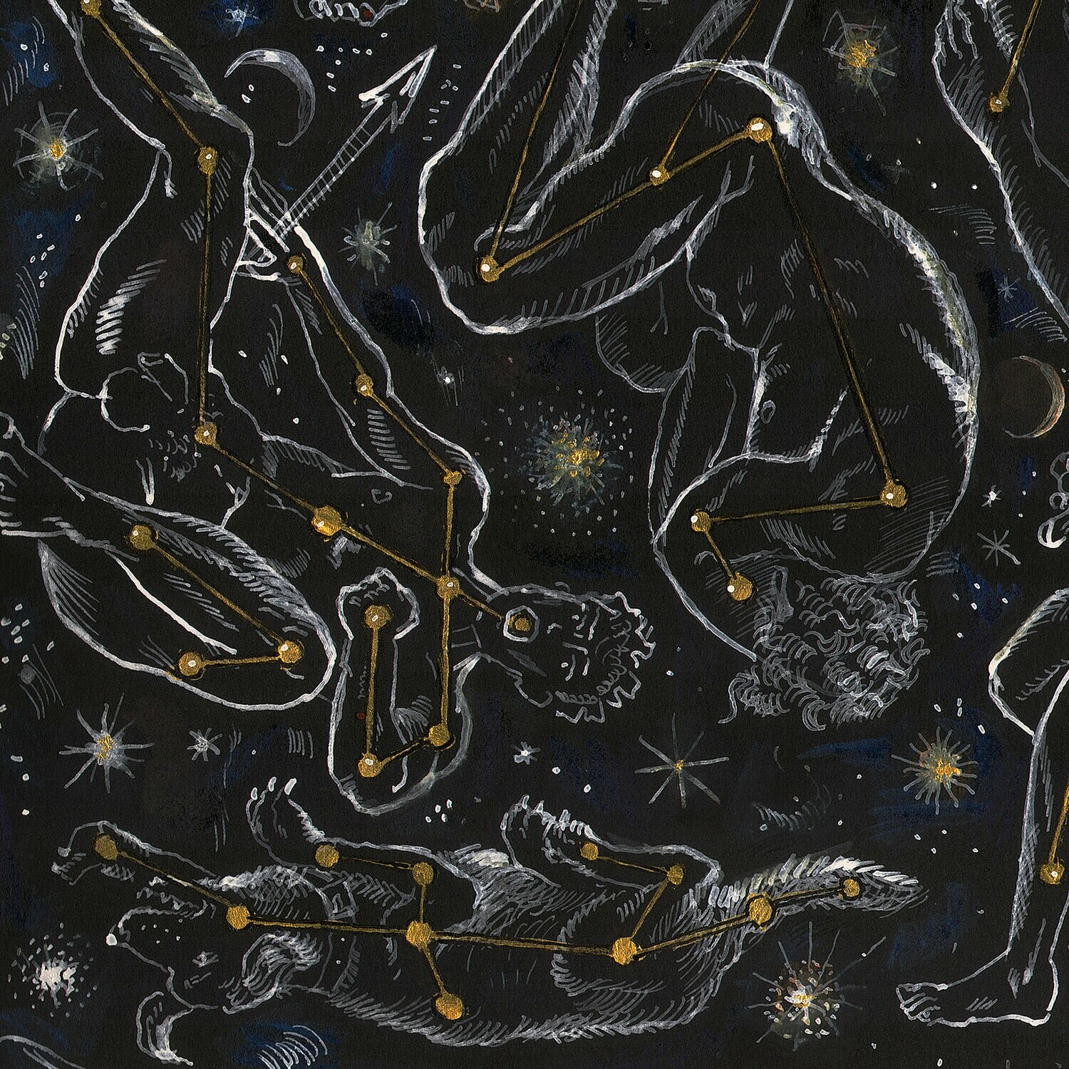"March 21, 2020: An Anxious Doodle (Self-Portraits as a Constellation)" Original Work on Paper