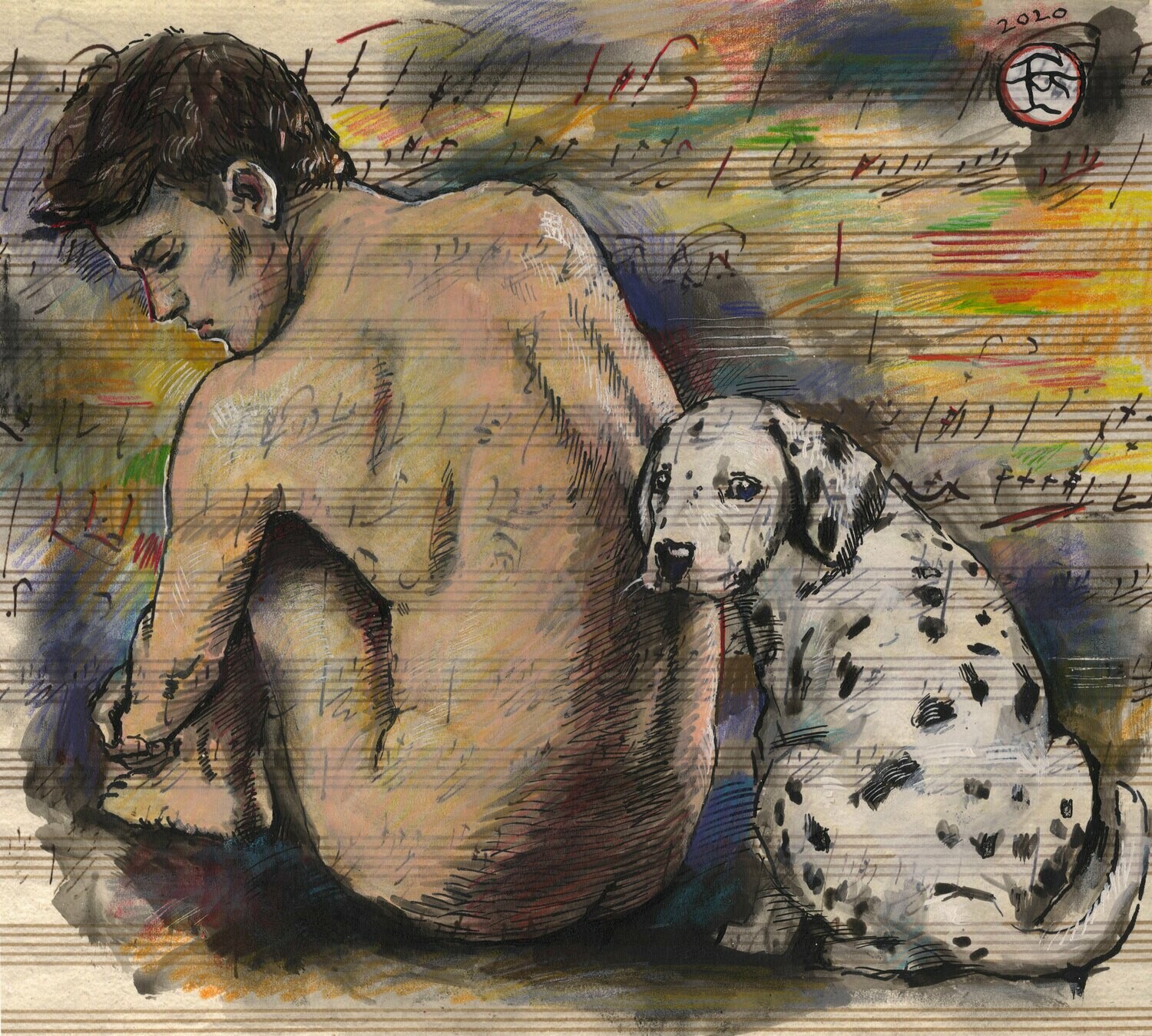 "Alone with Beethoven" Original Work on Paper