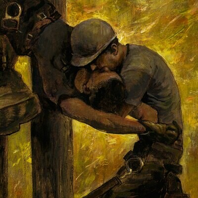 "The Kiss of Life" Original Painting on Panel with Gold Iridescent Paints