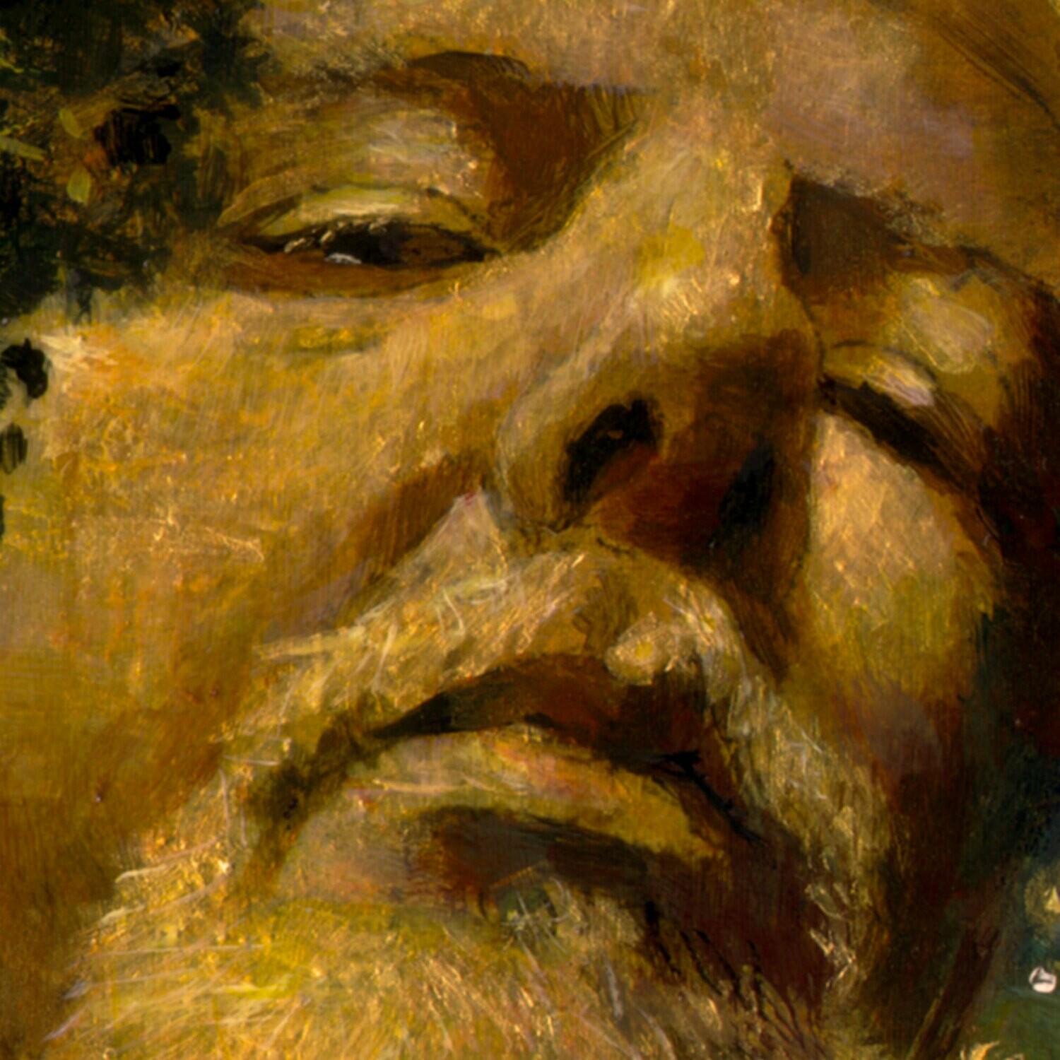 "Remembering (Self-Portrait)" Original Painting with Iridescent Gold