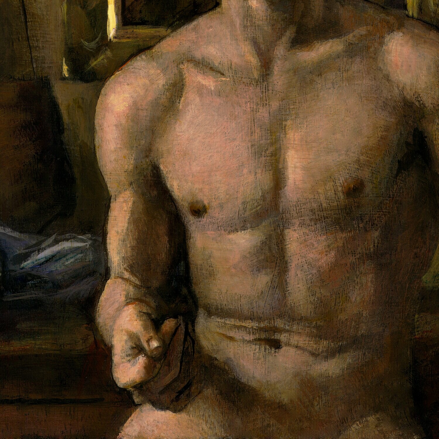"The Boxer (Study after Konstantin Somov)" Original Painting on Panel