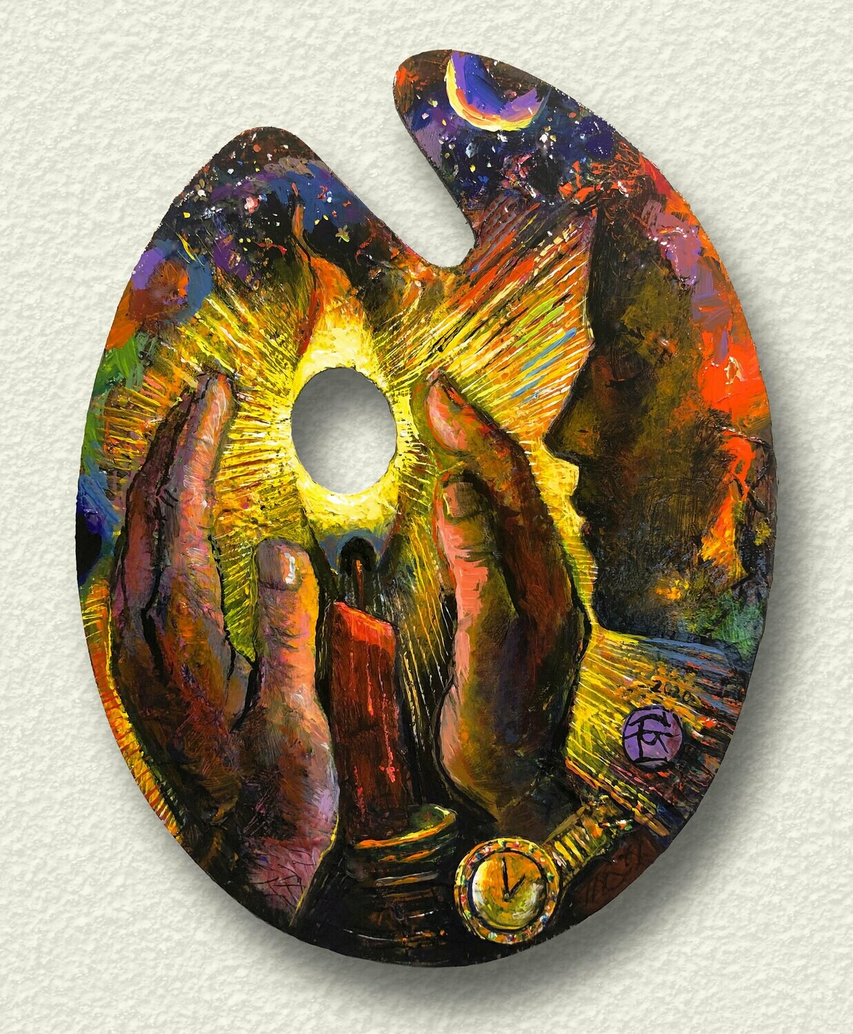 &quot;06.25.2020: Hoping for Time (Self-Portrait on a Retired Palette)&quot; Original Painting