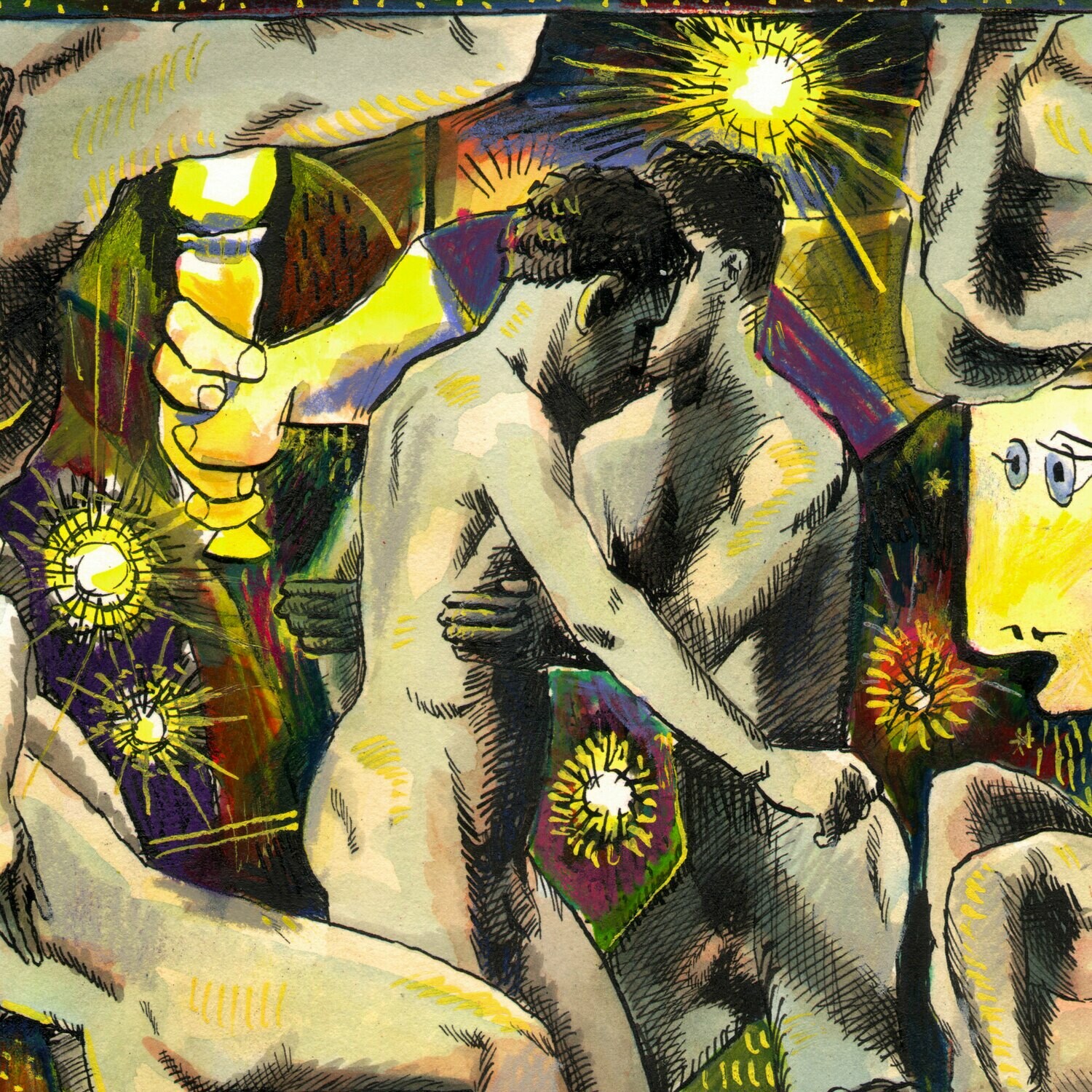 "Night Fights (after Muybridge)" Original Work on Paper