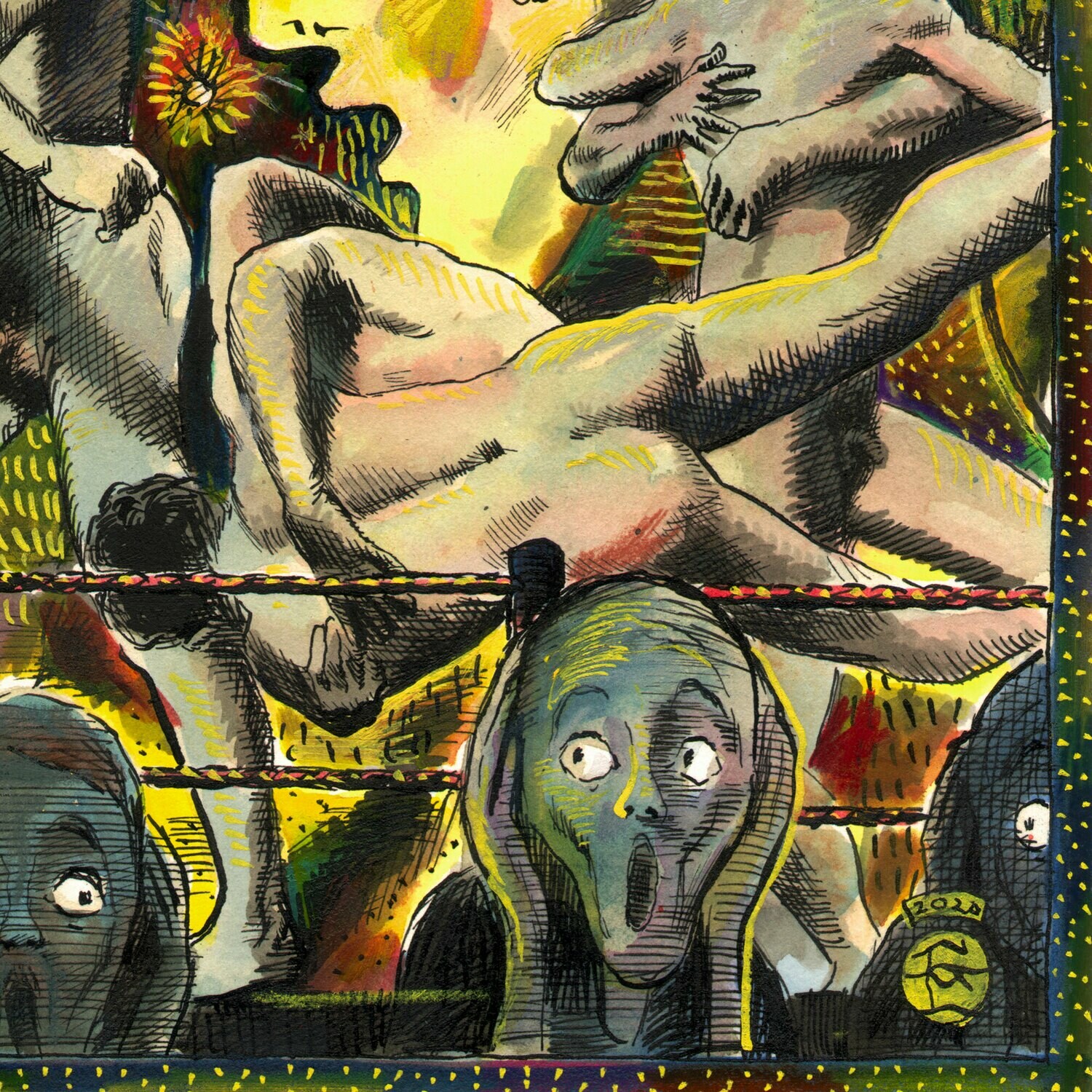 "Night Fights (after Muybridge)" Original Work on Paper