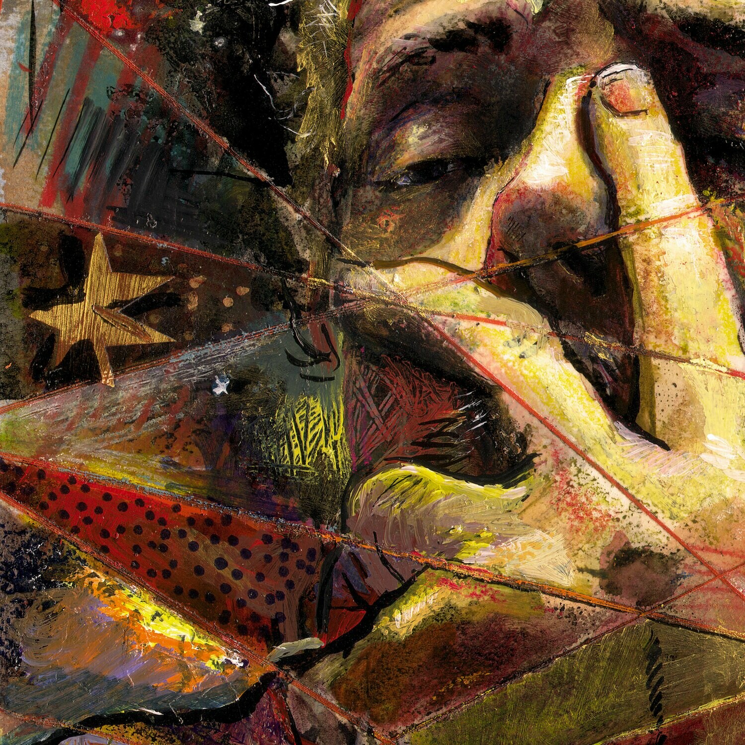 "Self-Portrait, Tied Up in Time" Original Work on Paper