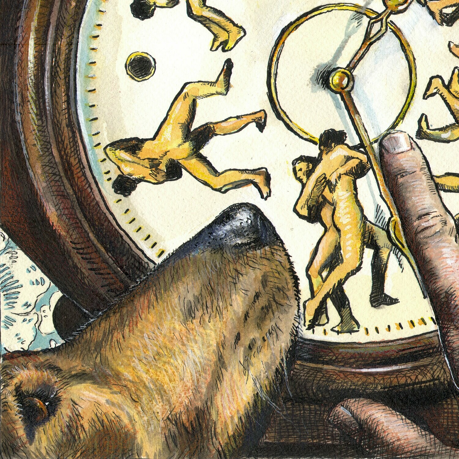 "Wrestling With Time (a Riff on Muybridge)" Original Work on Paper