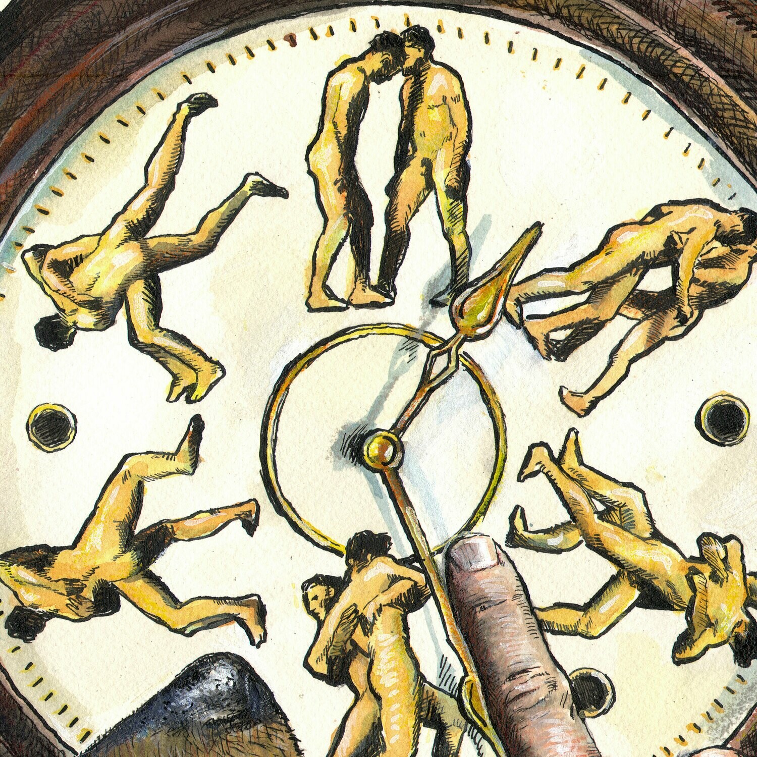"Wrestling With Time (a Riff on Muybridge)" Original Work on Paper