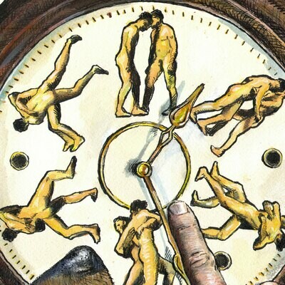 "Wrestling With Time (a Riff on Muybridge)" Original Work on Paper