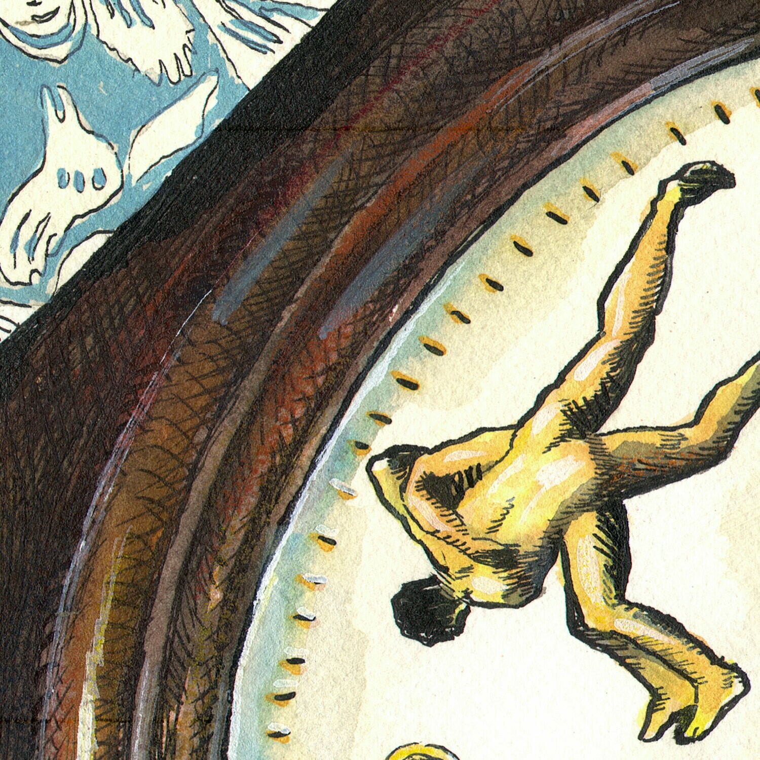 "Wrestling With Time (a Riff on Muybridge)" Original Work on Paper