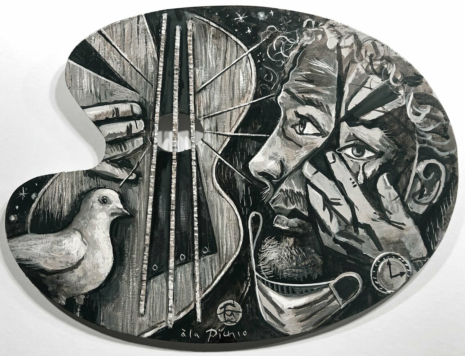 "07.11.2020: Self-Portrait a la Picasso" Original Painting on Palette