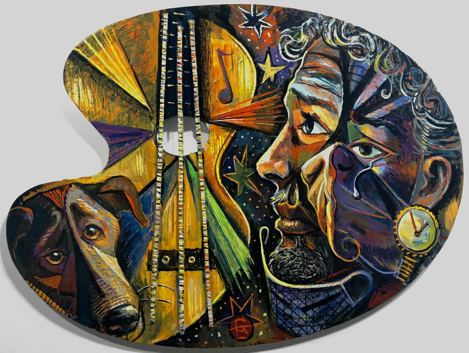 &quot;Self-Portrait a la Picasso: The Loud, Sad Song&quot; Original Painting on Palette