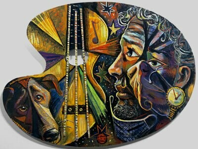 &quot;Self-Portrait a la Picasso: The Loud, Sad Song&quot; Original Painting on Palette