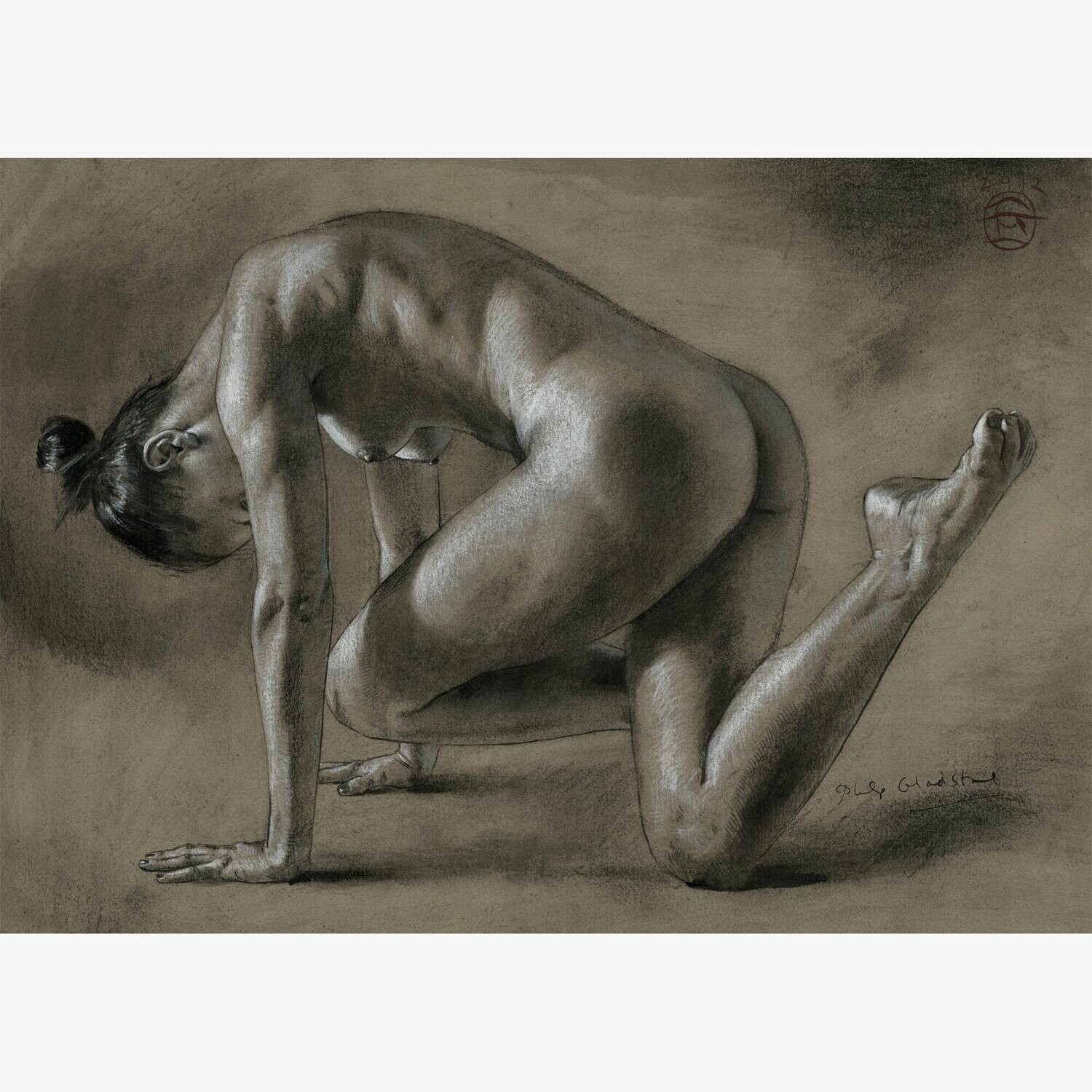 Untitled (Kneeling Female Nude, 2012) Original Drawing