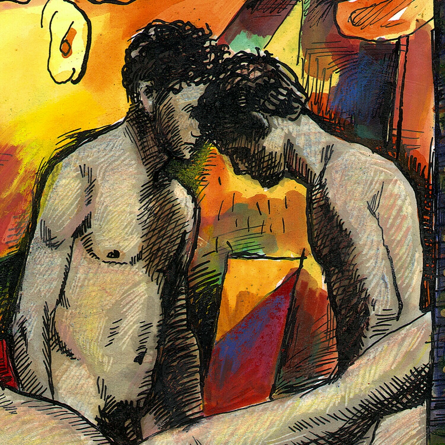 "Night Fights (after Muybridge)" Original Work on Paper