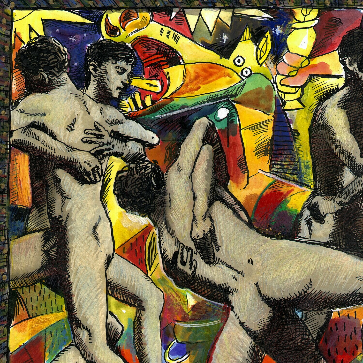 "Night Fights (after Muybridge)" Original Work on Paper