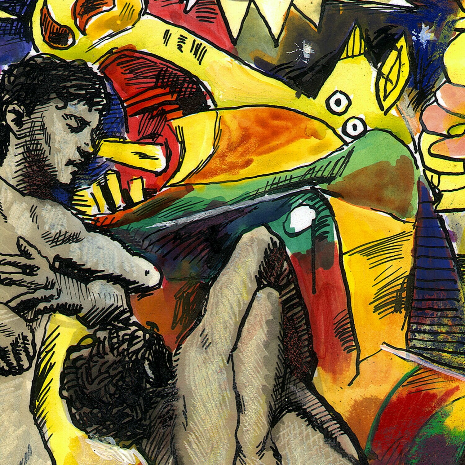 "Night Fights (after Muybridge)" Original Work on Paper