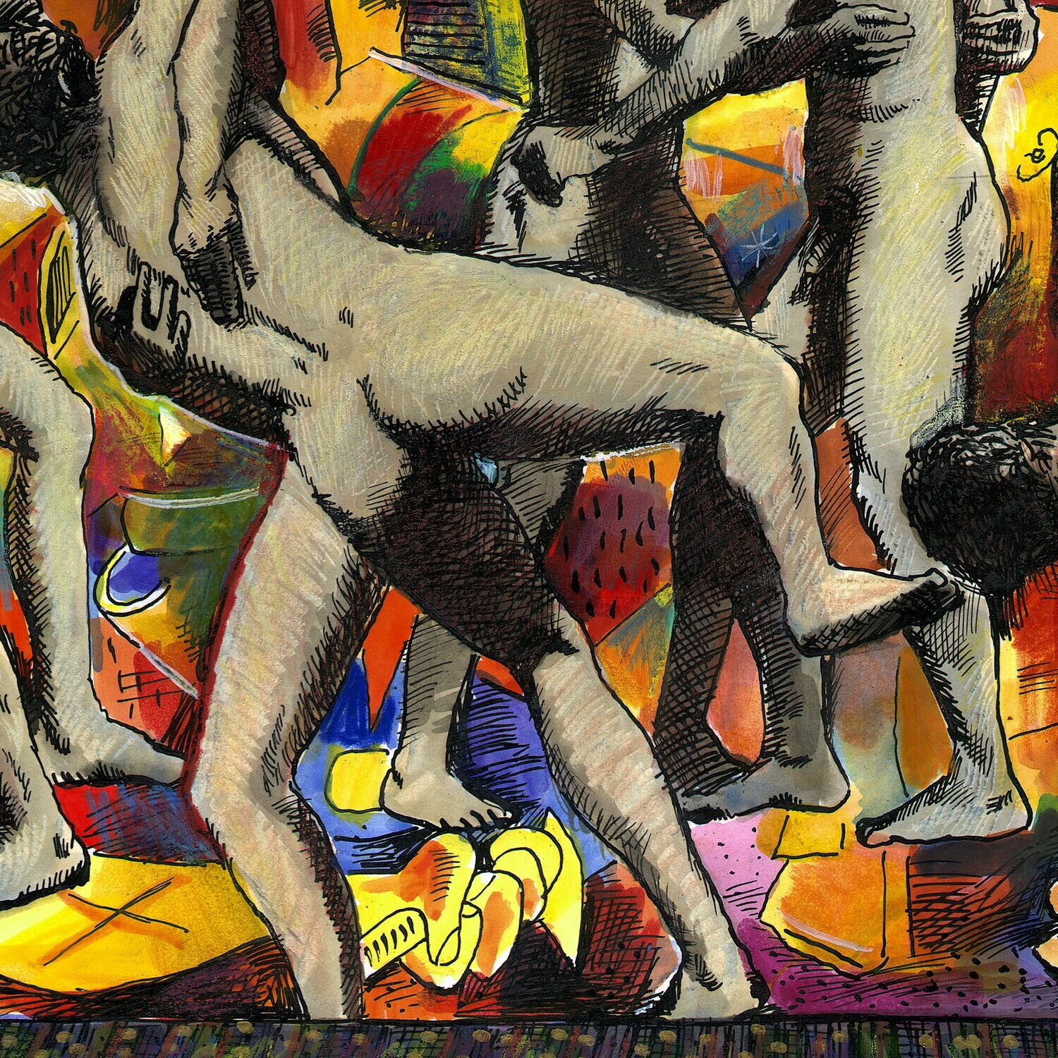 "Night Fights (after Muybridge)" Original Work on Paper