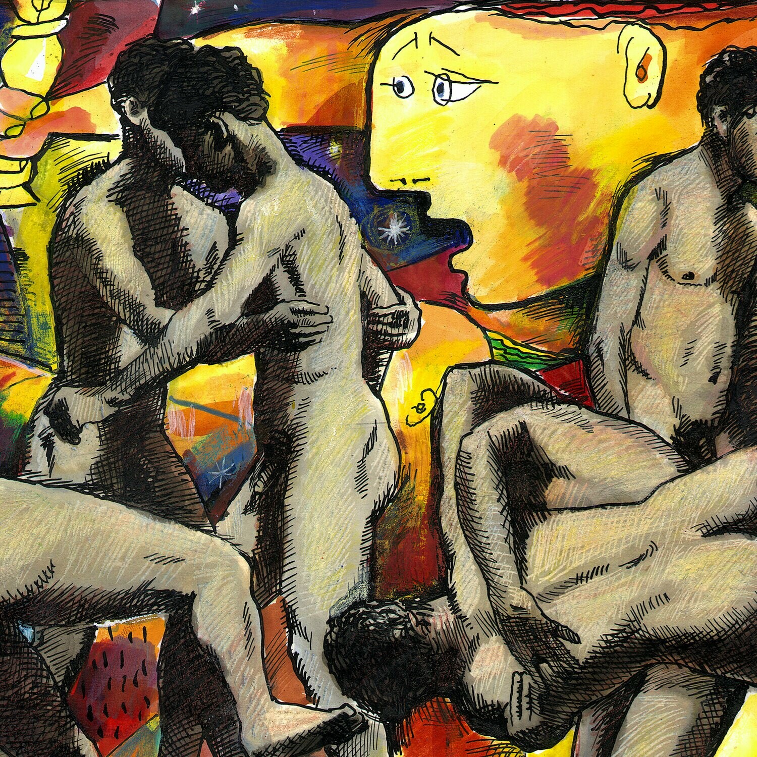 "Night Fights (after Muybridge)" Original Work on Paper