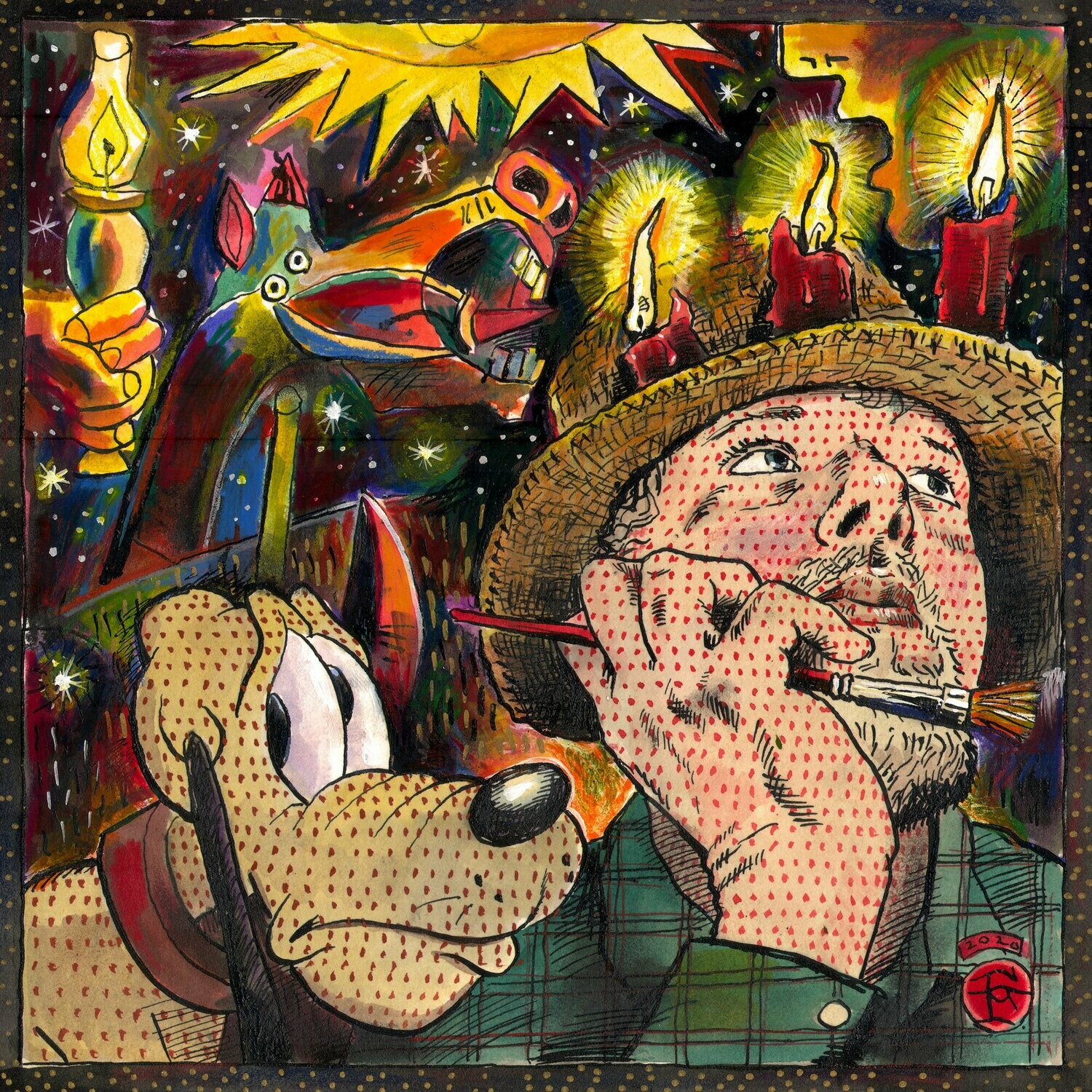 "Light into Darkness (Self-Portrait)" Original Mixed-Media Work on Paper