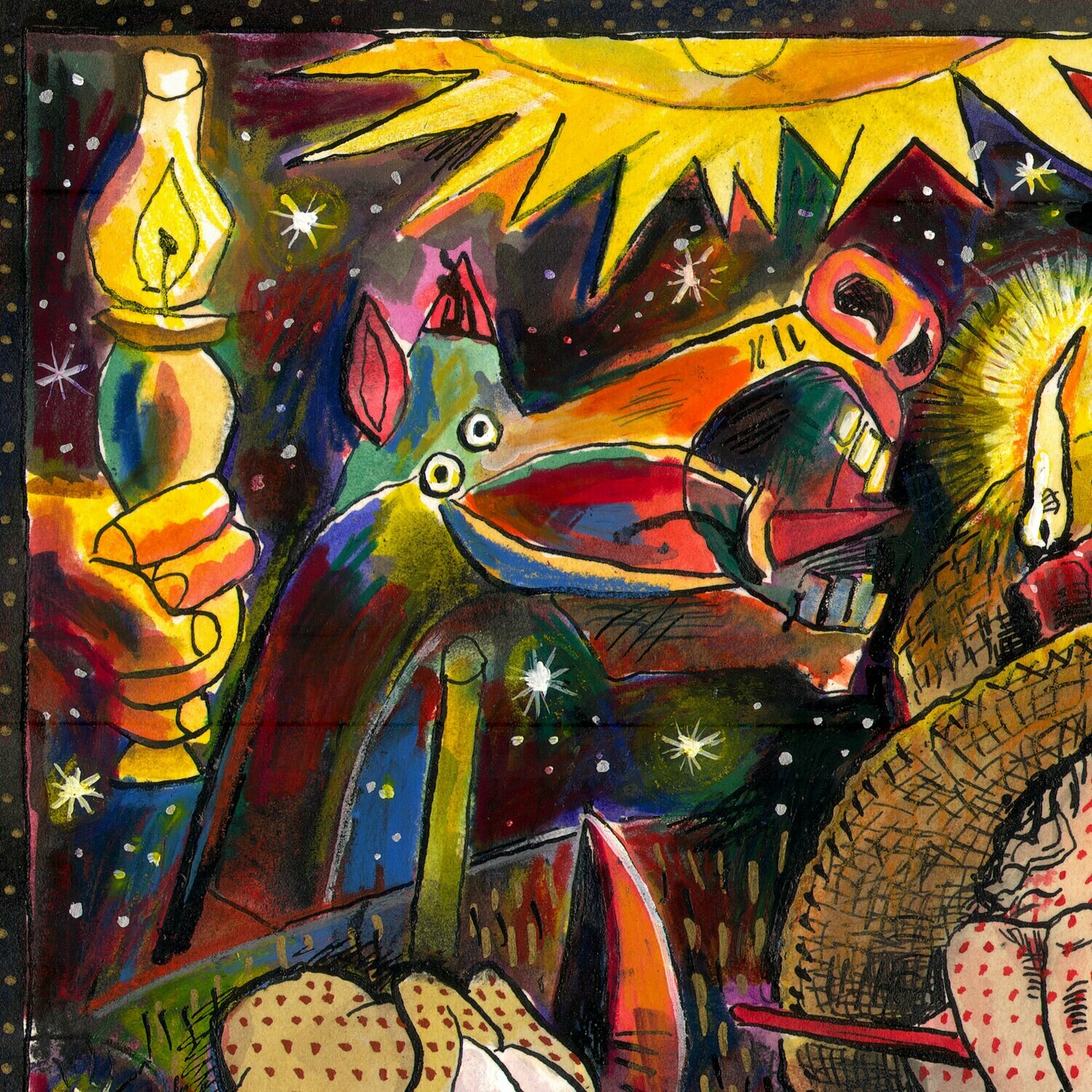 "Light into Darkness (Self-Portrait)" Original Mixed-Media Work on Paper