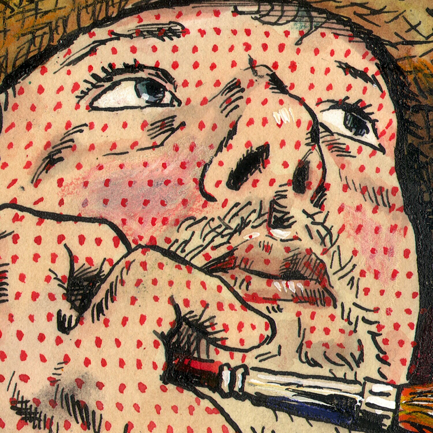 "Light into Darkness (Self-Portrait)" Original Mixed-Media Work on Paper