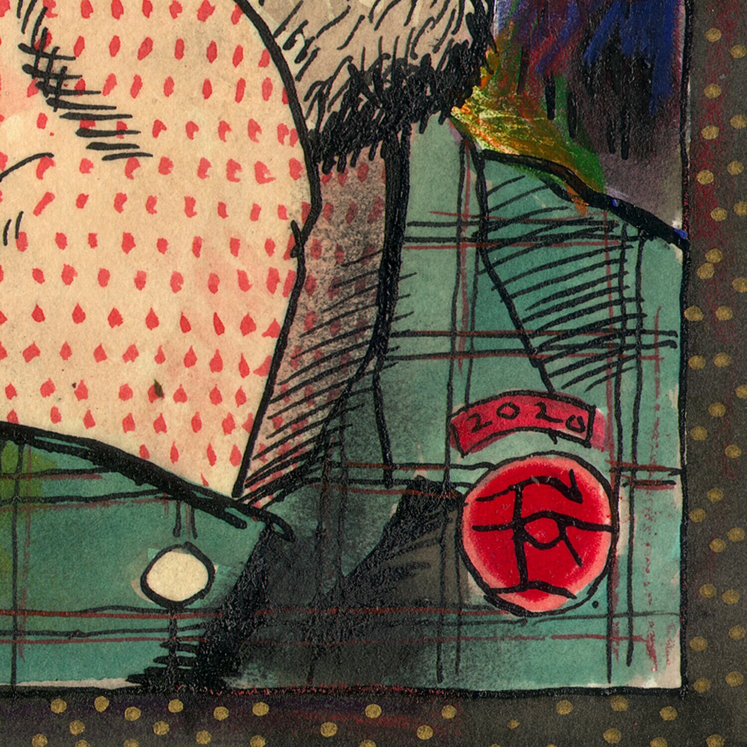 "Light into Darkness (Self-Portrait)" Original Mixed-Media Work on Paper