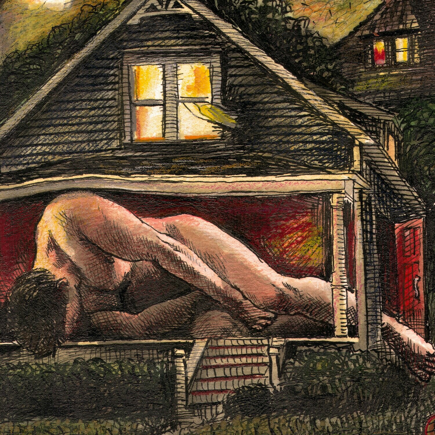 "Housebound" Original Mixed-Media Work on Paper