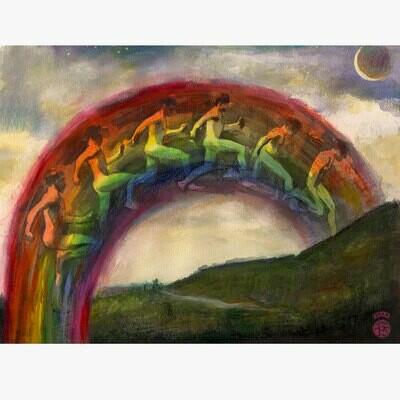 &quot;Jump (after Muybridge)&quot; Original Mixed-Media Painting on Paper