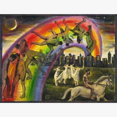 "The Struggle (A Riff on Muybridge)" Original Mixed-Media Painting on Paper