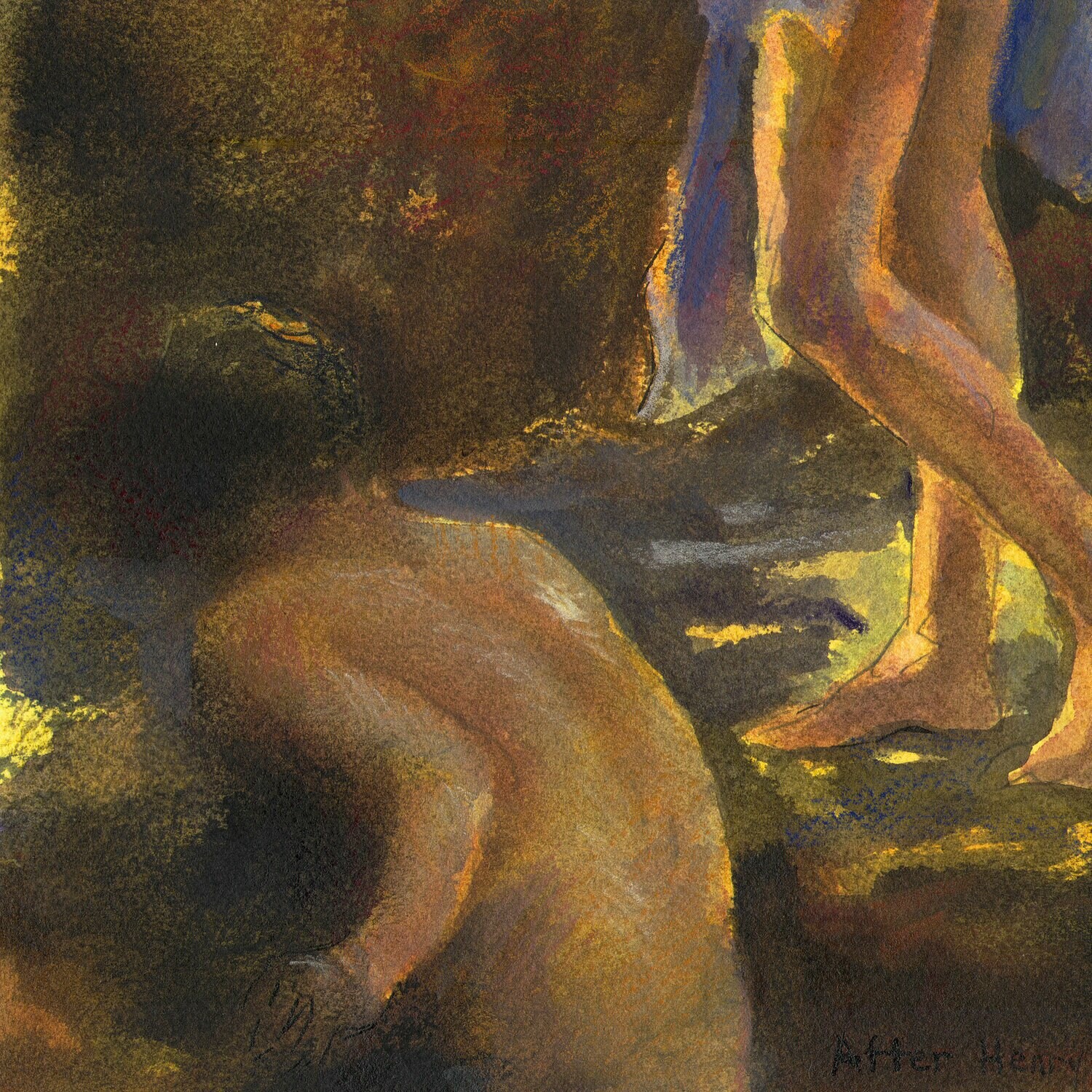 Study after Henry Scott Tuke, Original Mixed-Media Painting on Paper
