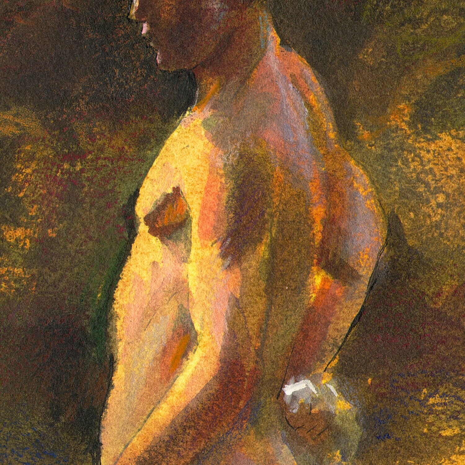 Study after Henry Scott Tuke, Original Mixed-Media Painting on Paper