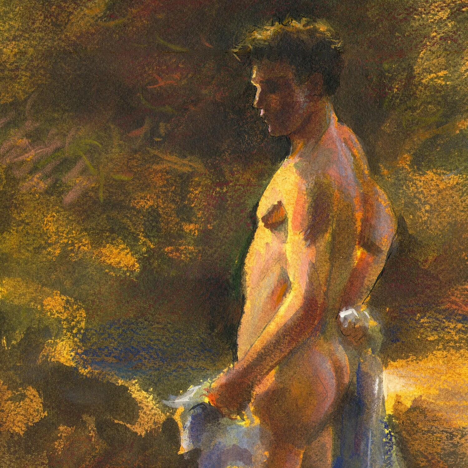 Study after Henry Scott Tuke, Original Mixed-Media Painting on Paper