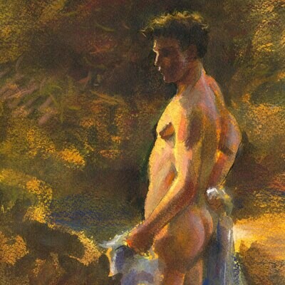 Study after Henry Scott Tuke, Original Mixed-Media Painting on Paper